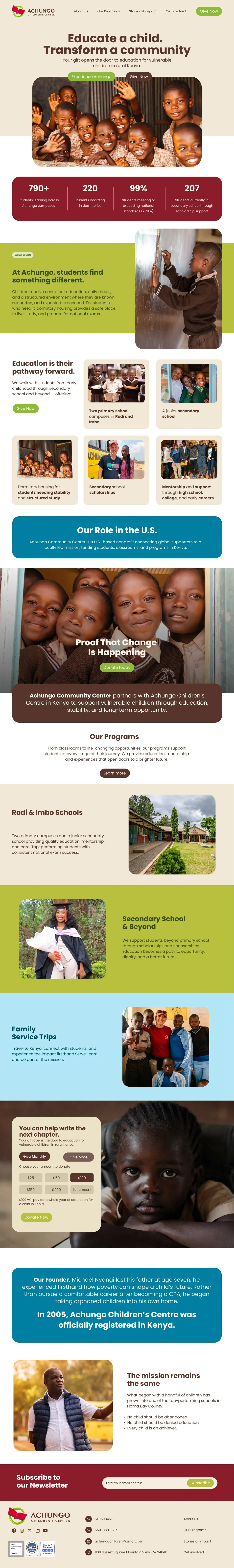 Achungo home page, full length