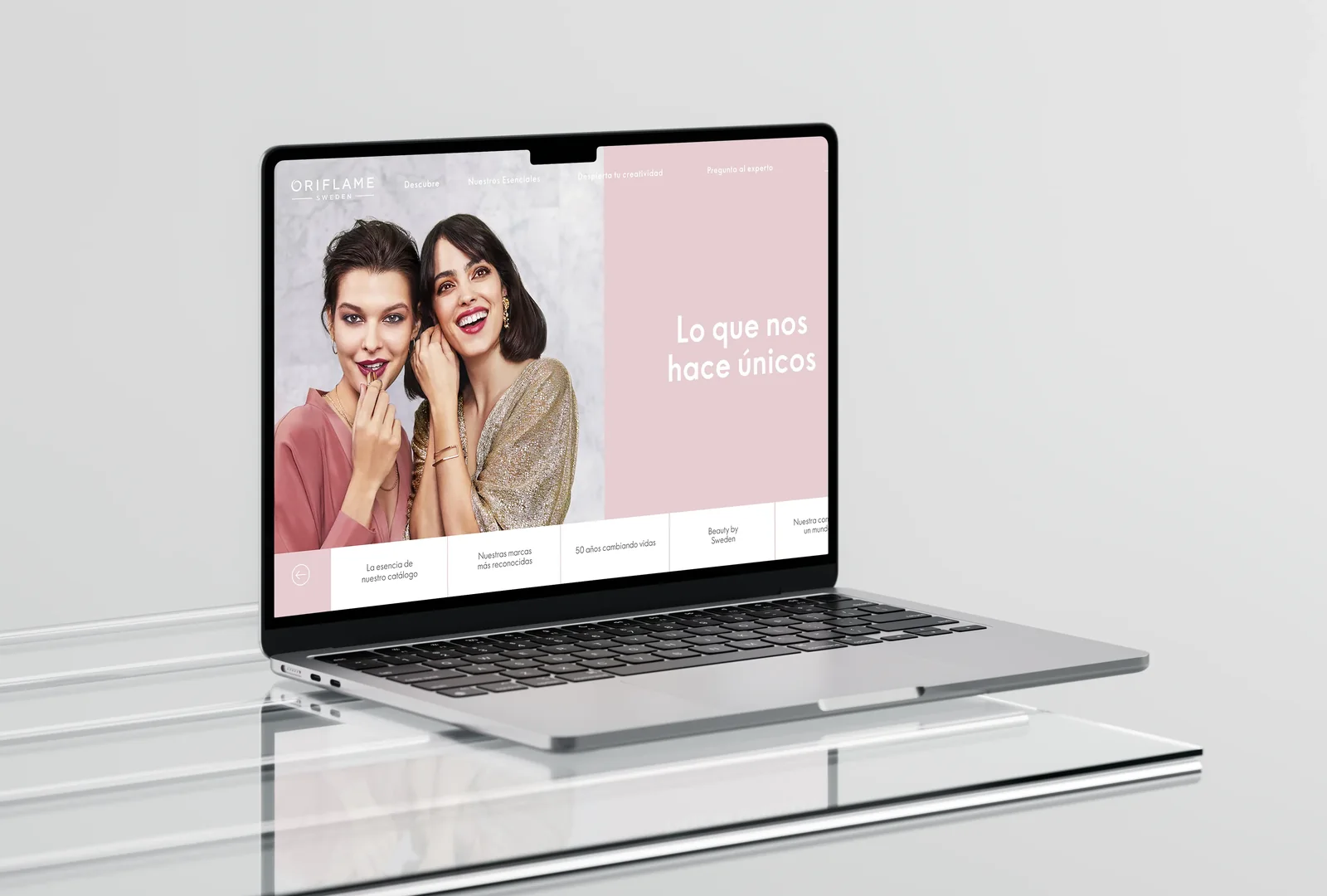 Oriflame brand book on a laptop