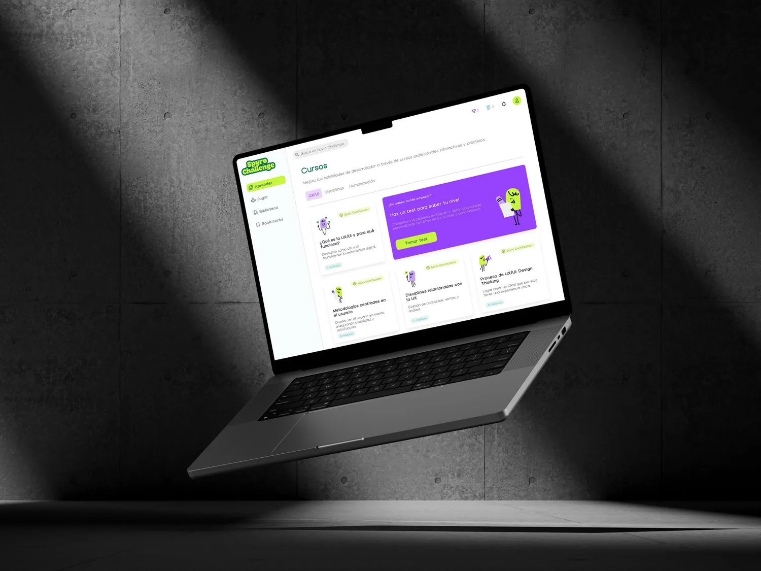 Spyro Challenge courses page on a laptop